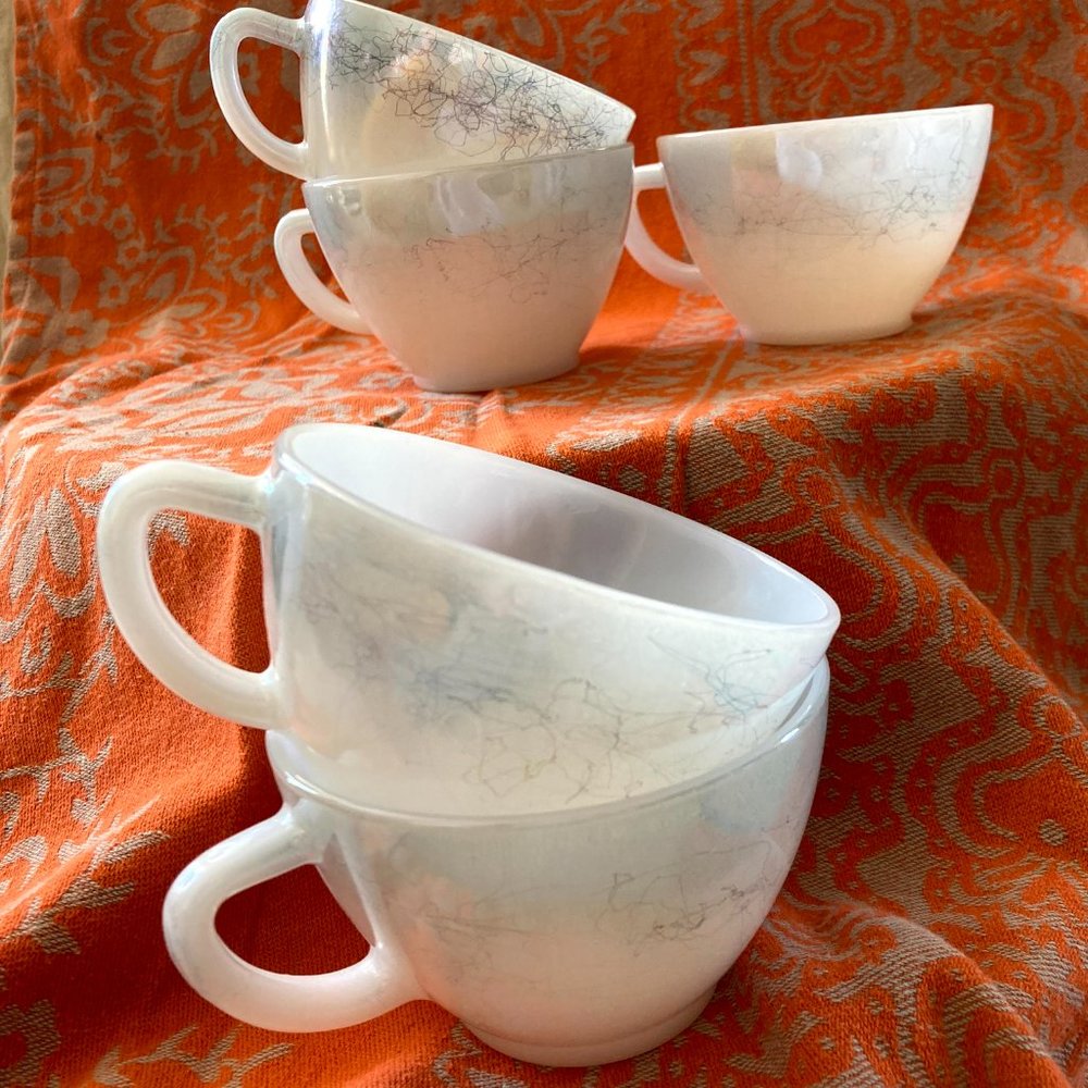 FEDERAL GLASS — Scribble Tea Cups no saucers